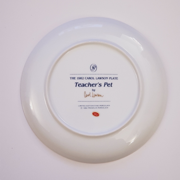 1982 Carol Lawsons Limited Edition Plate - Teachers Pet (Franklin Porcelain) - Picture 3 of 5